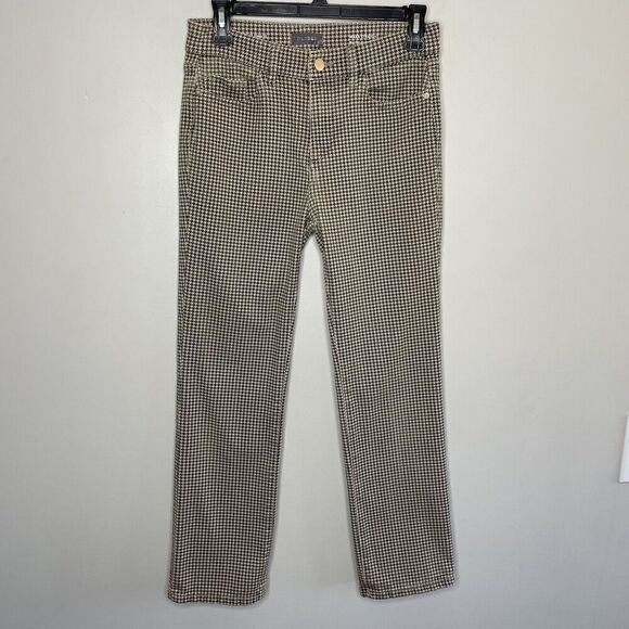 DL1961 Pants Womens 26 Brown Houndstooth 5-Pocket Mara Straight Mid Rise Ankle - Picture 1 of 14